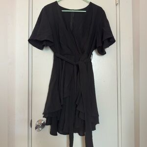 Source Unknown Black Mini Wrap Dress